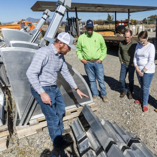 Trevor Nielson of the Bear River Canal Co. talks about the new high tech gates and equipment with water officials during a tour of various canal sites in Box Elder County Thursday, October 19, 2023. Photos by Brian Nicholson, Special to the Standard-Examiner.